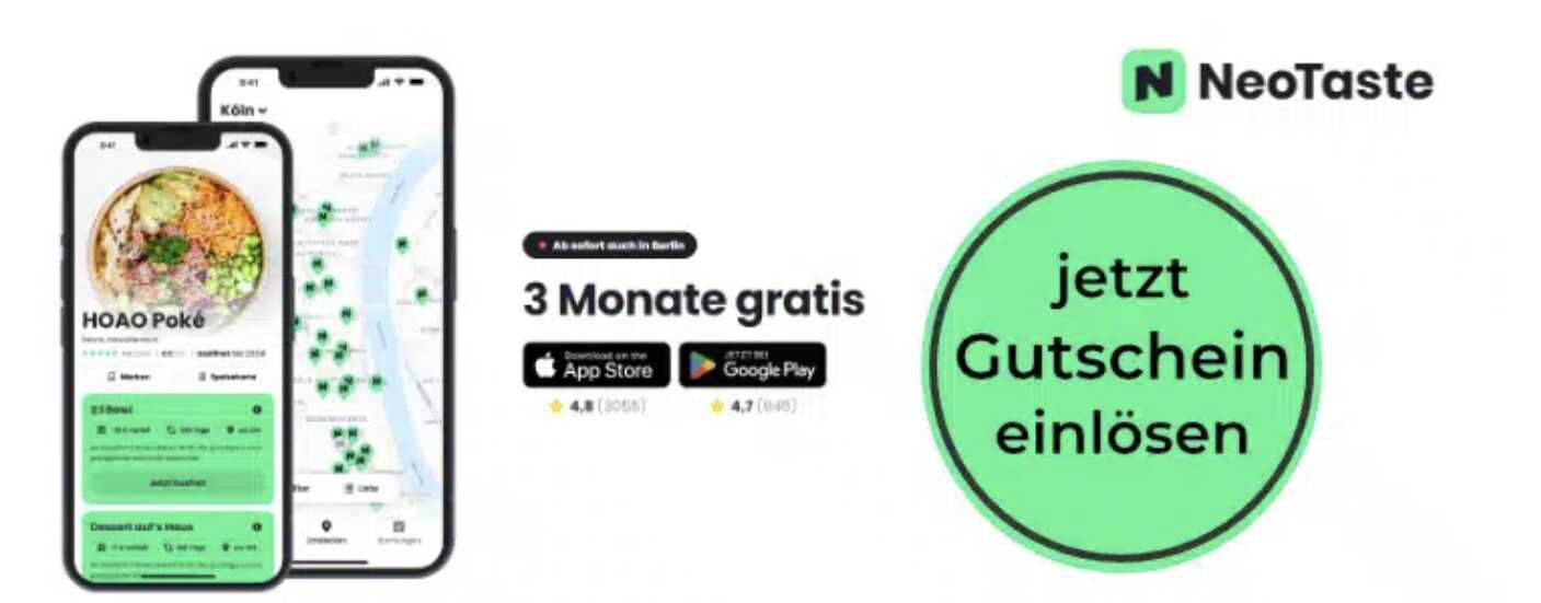 NeoTaste 3 Monate gratis: Jetzt Gutscheincode einlösen (nur für Neukunden)