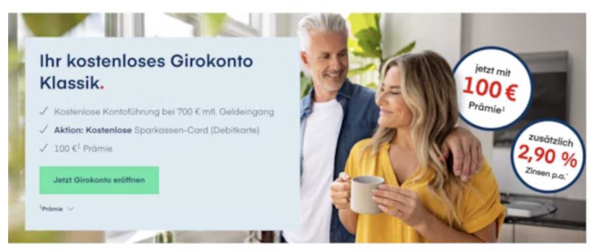 1822direkt Girokonto Klassik  mit 100€ Gehaltsprämie + 2,90% p. a. Zinsen für Tagesgeldkonto