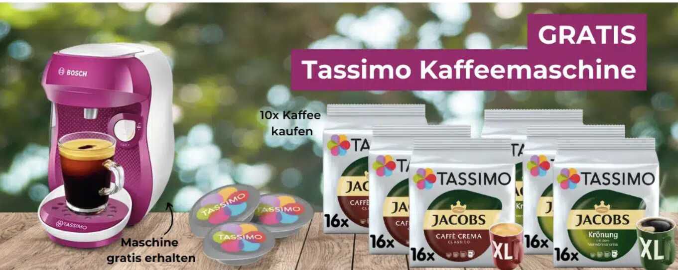 Tassimo Angebot: 10x Kaffee kaufen & Maschine gratis erhalten