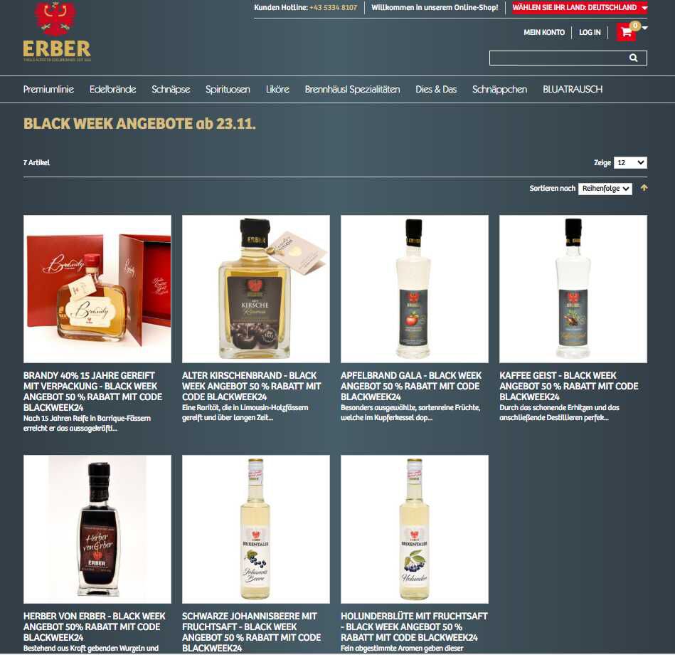 Brandy und Schnäpse mit 50 % Rabatt   BLACK WEEK