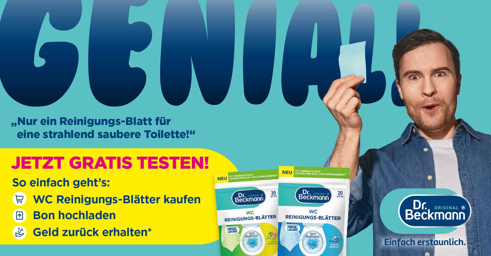 Dr. Beckmann WC Reinigungs Blätter gratis Aktionszeitraum: 13.01. – 09.03.2025