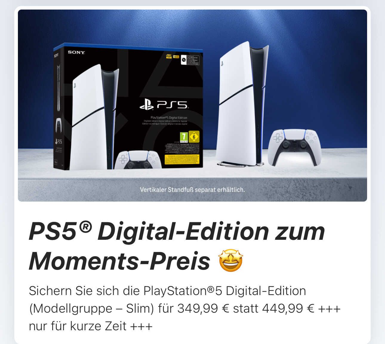 SONY PLAYSTATION®5 DIGITAL EDITION (MODELLGRUPPE – SLIM) für 349€