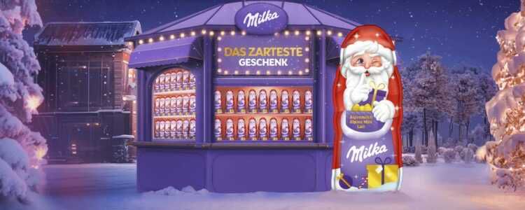 Kostenlosen Milka Weihnachtsmann verschenken ab 1.11.