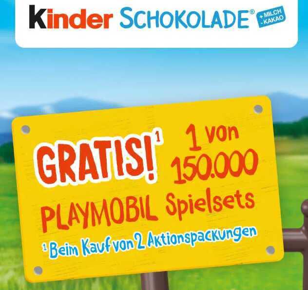 Gratis Playmobil Spielsets – beim Kauf 2 Aktionspackungen KinderSchokolade