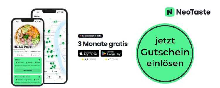 NeoTaste 3 Monate gratis: Jetzt Gutscheincode einlösen (nur für Neukunden)