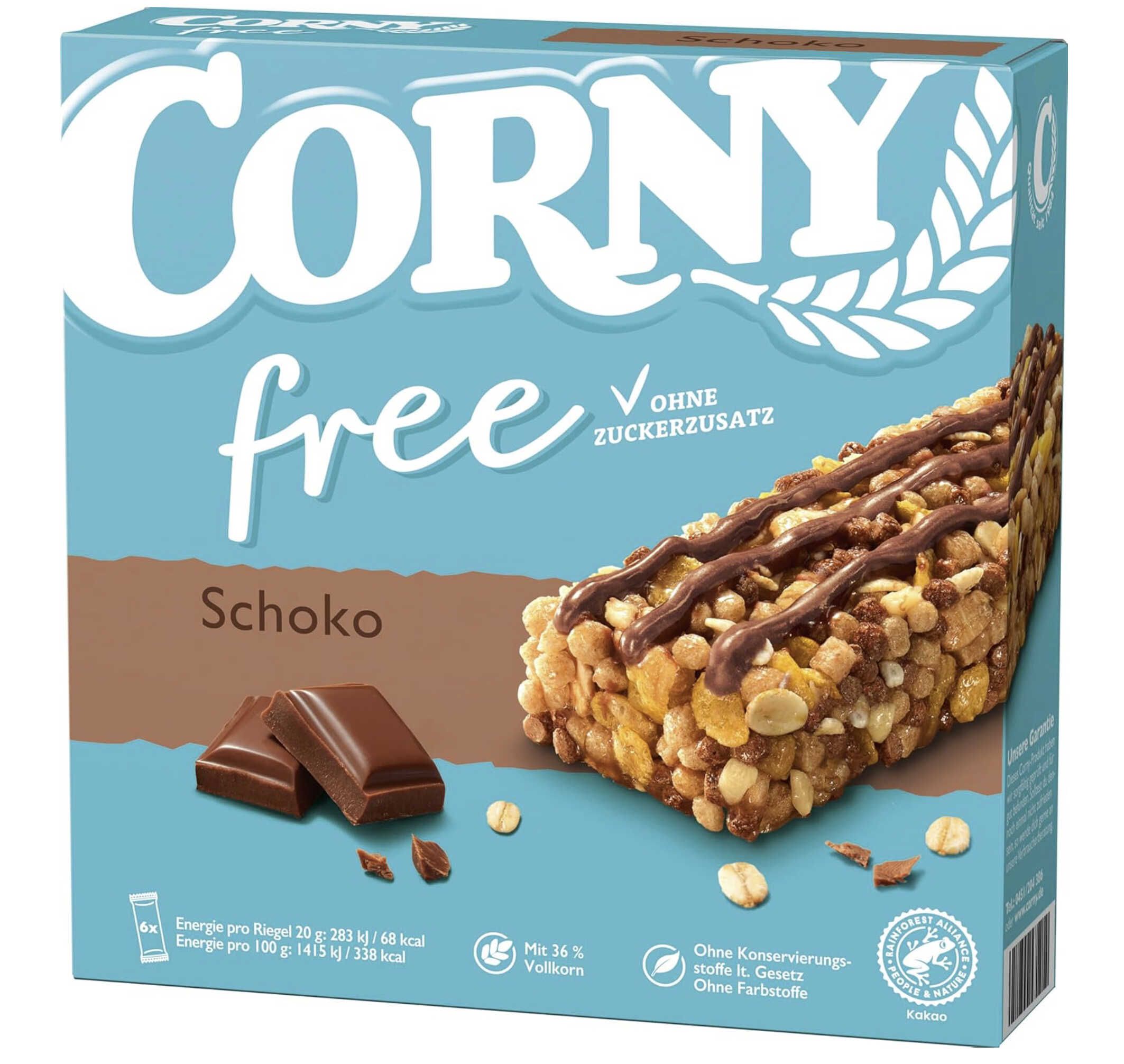 6er Pack CORNY free Schoko, ohne Zuckerzusatz ab 1,05€ statt 1,79€