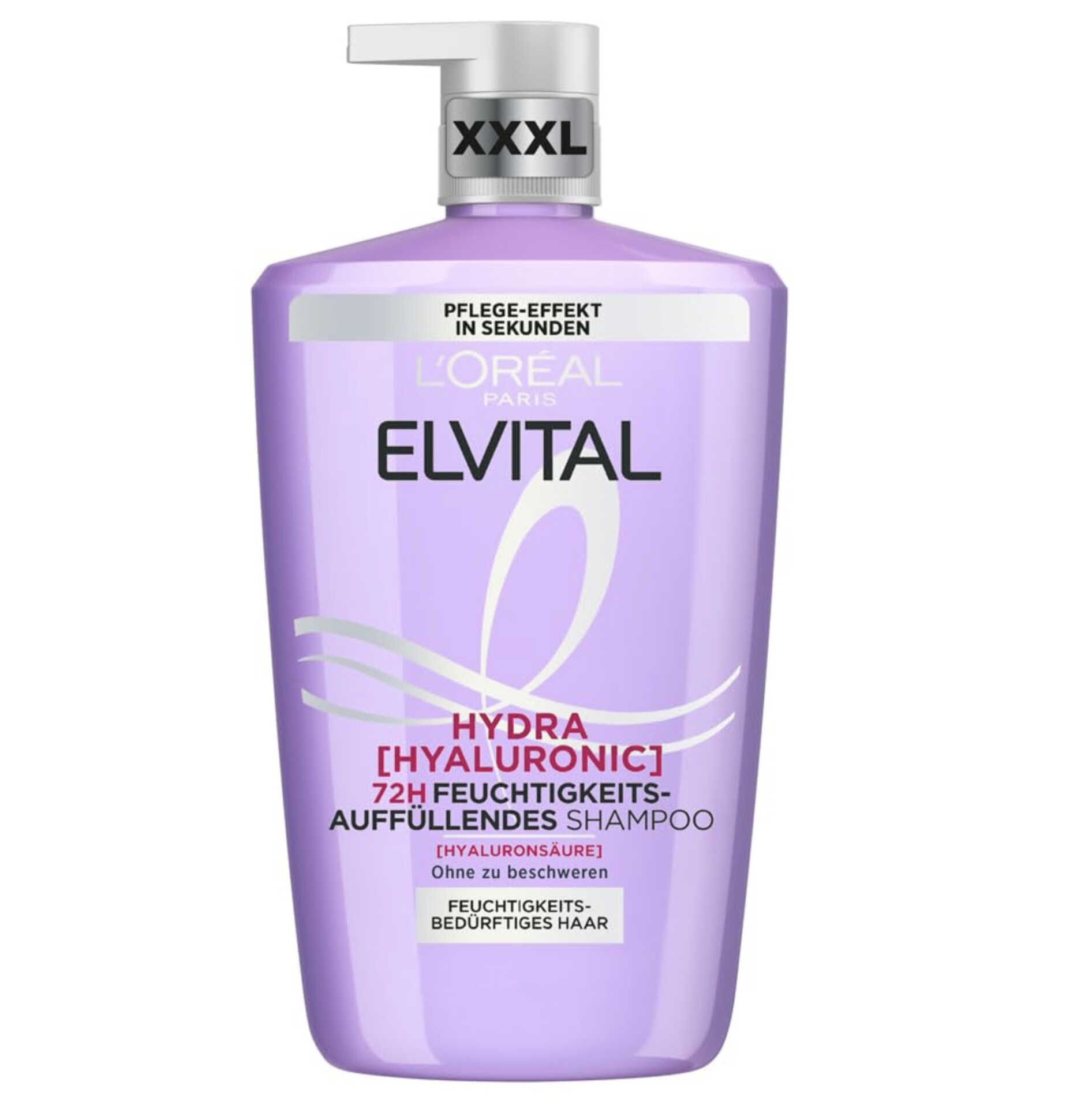 1 Liter LOréal Paris Elvital Hydra Hyaluronic feuchtigkeitsspendendes XXL Shampoo ab 6,33€ statt 8,99€