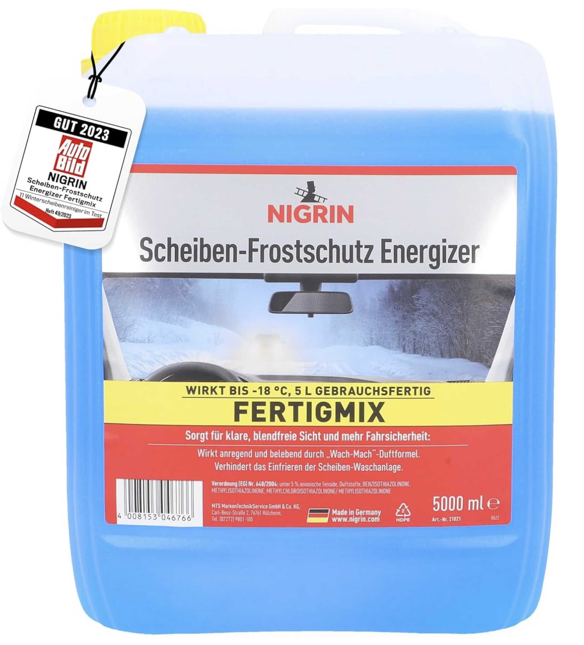 5 Liter NIGRIN Scheiben Frostschutz ENERGIZER Fertigmix  18° für 7,99€ statt 12,43€