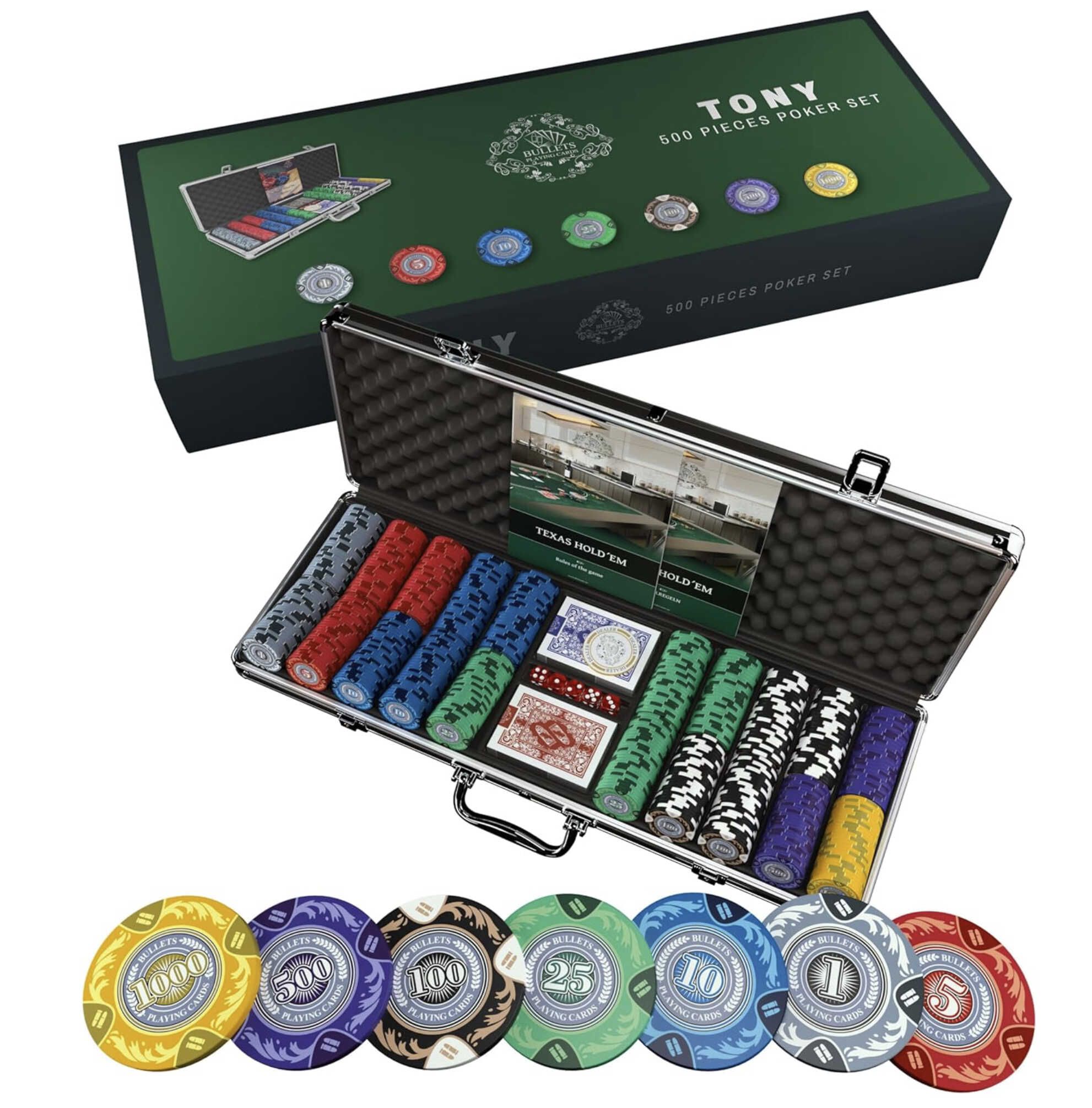 Tony Deluxe Pokerset mit 500 Clay Pokerchips für 139,99€ statt 183,55€