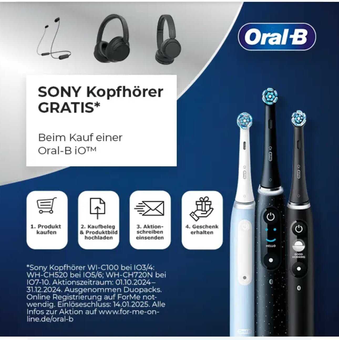 Sony Kopfhörer gratis bei Kauf Von Oral B Zahnbürste