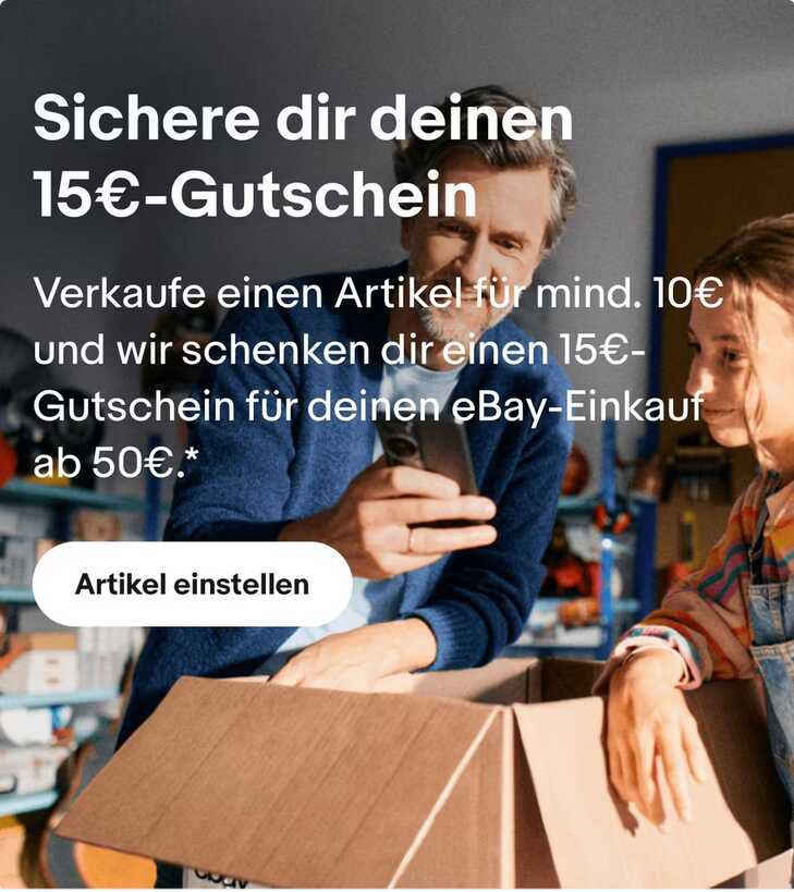 Einen Artikel für 10€ verkaufen und 15€ Gutschein für eBay Einkauf ab 50€ erhalten