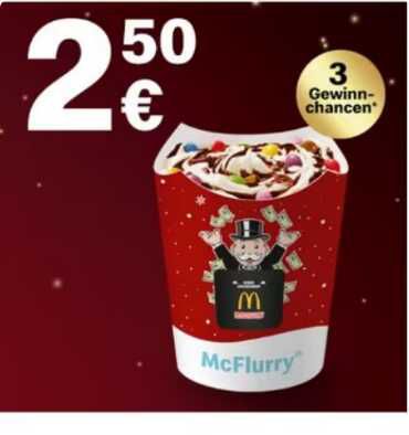 McFlurry in verschiedenen Sorten mit je 3 Gewinnchancen 2,50€ statt  3,99€