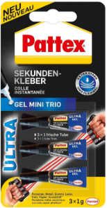 Pattex Ultra Gel Mini Trio Sekundenkleber, 3 x 1 g für 2,95€ statt 5,51€