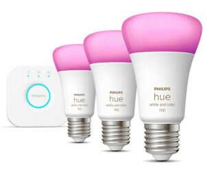 Philips Hue White & Color Ambiance E27 Starter Set mit Bridge und 3 Lampen für 79,00€ PVG 99,49€