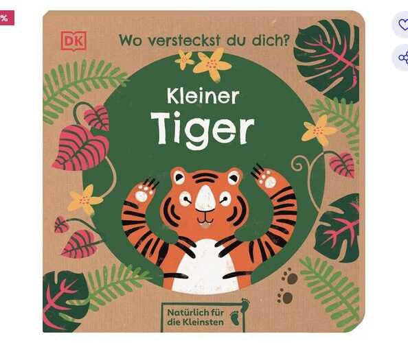 Wo versteckst du dich? Kleiner Tiger   Auch weitere Ökologische Bilderbücher für Kleinkinder 1,99€ statt  4,99€