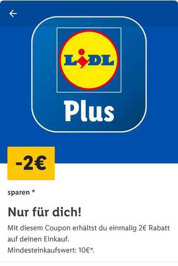 Lidl Plus App: 2€ Rabatt ab 10€   Personalisiert