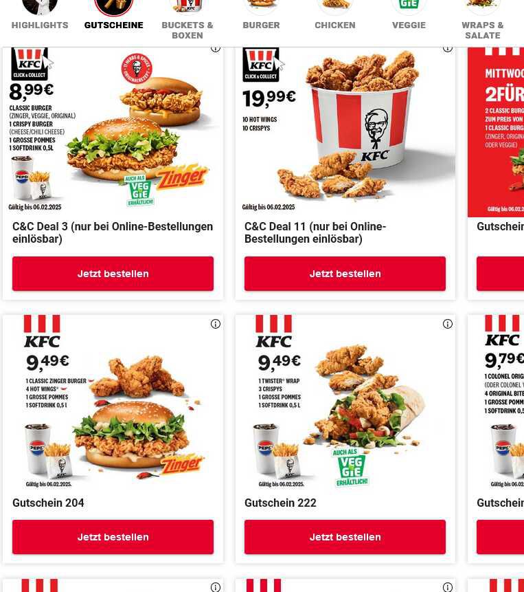 KFC Gutscheine mit 50% Rabatt