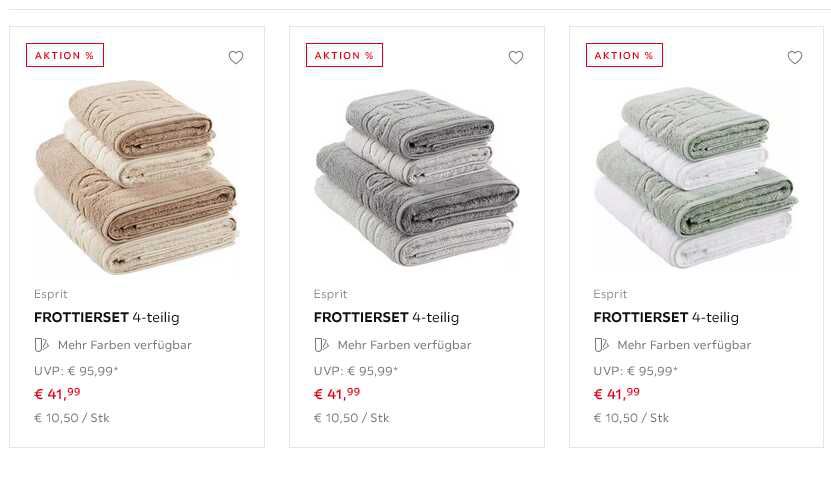 Esprit FROTTIERSET 4 teilig 37,94€ statt  95,95€