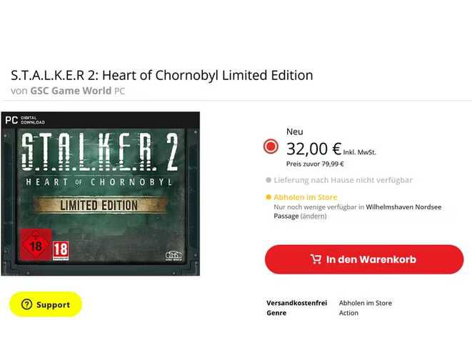 Stalker 2 Limited Edition PC 32€ statt  84,99€  / Xbox 47,99€ OFFLINE bei Gamestop