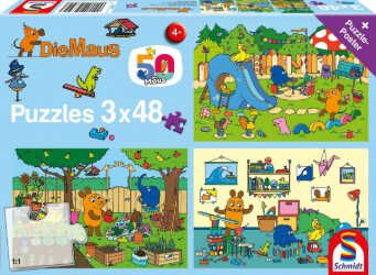 Schmidt Spiele   Ein Tag mit der Maus Puzzle, 3x48 Teile für 4,99€ statt 8,79€