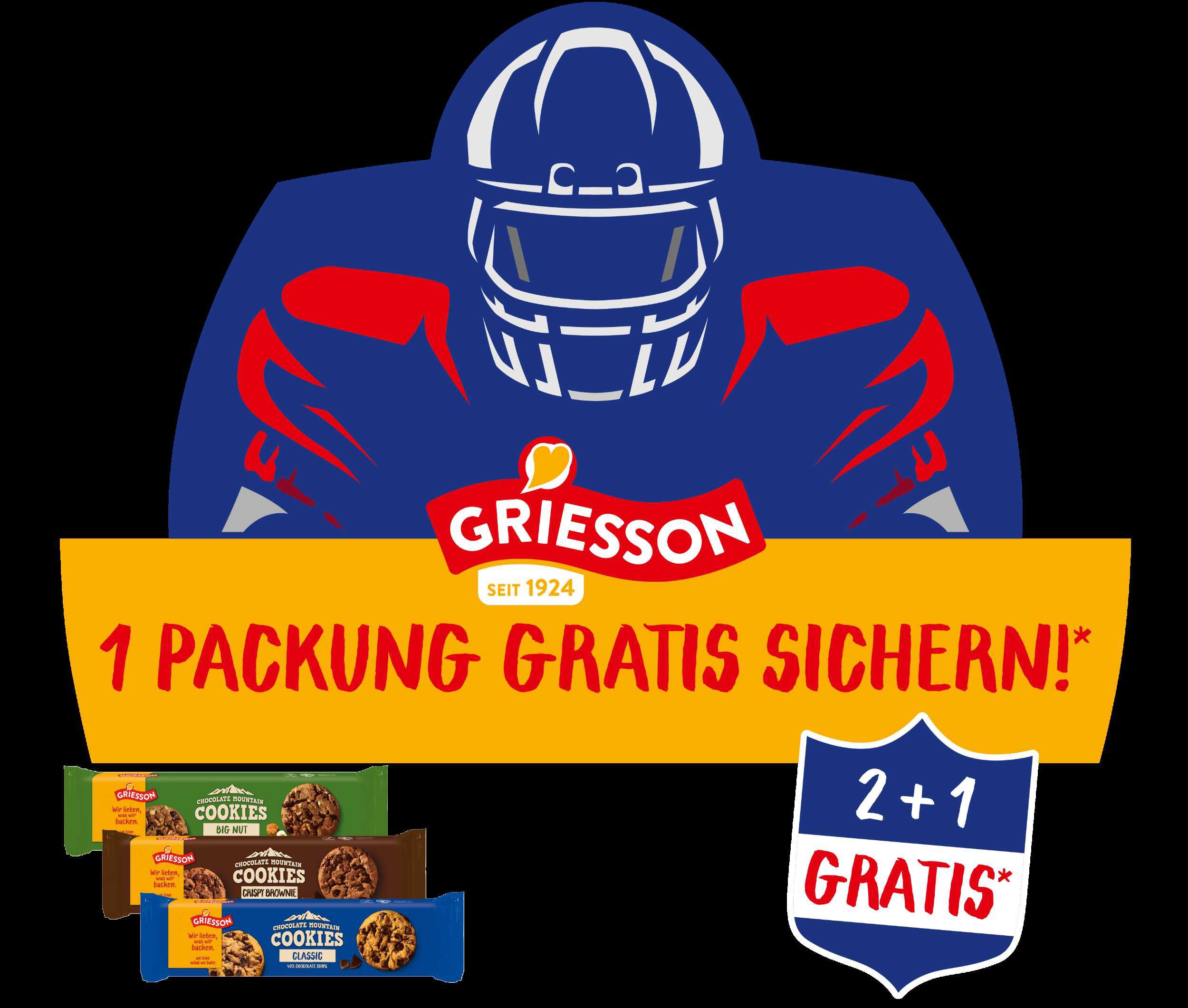 3x GRIESSON Chocolate Mountain Cookies kaufen, 1x Geld für das günstigste Produkt erstattet bekommen