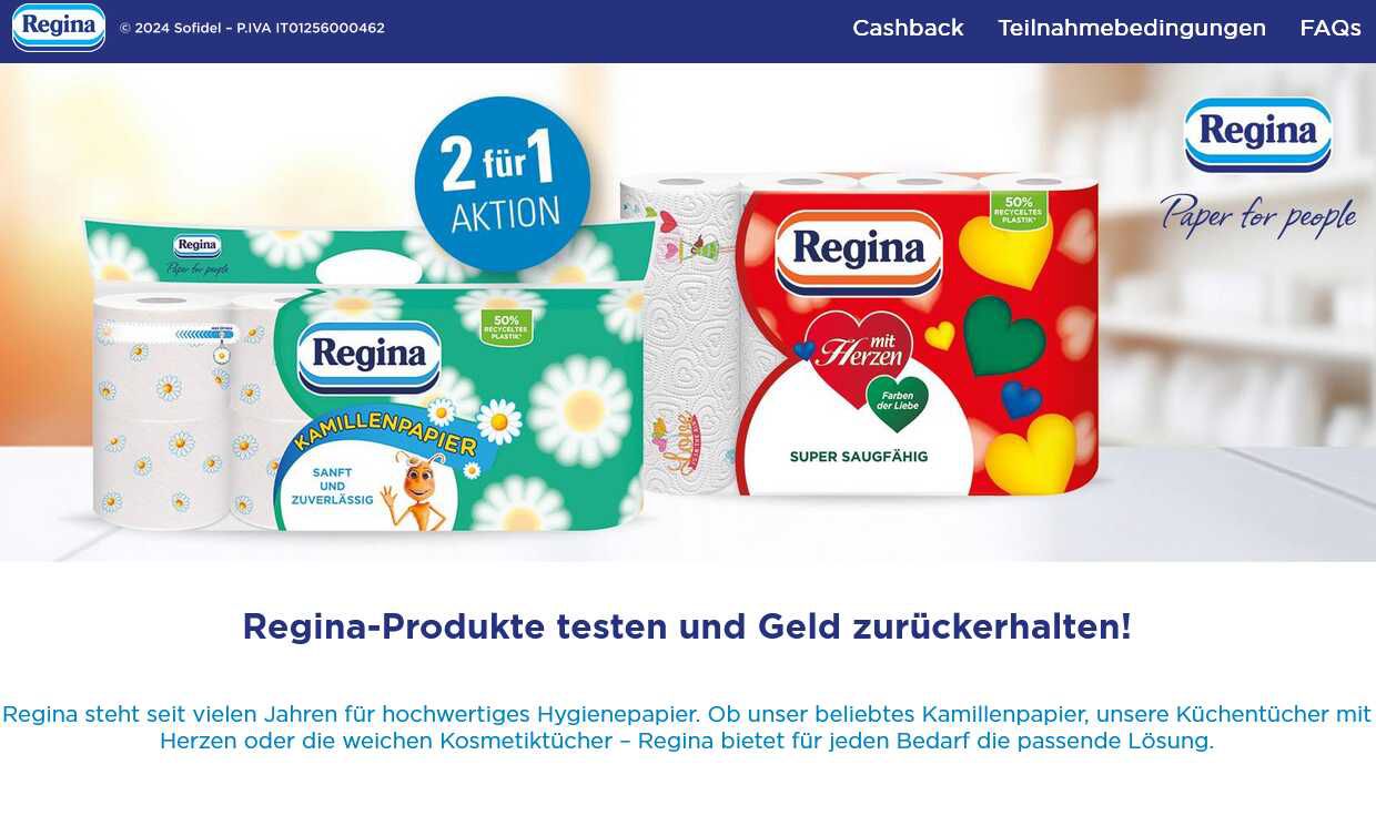 Regina gratis testen: 2 für 1 Aktion für Klopapier, Küchentücher & mehr