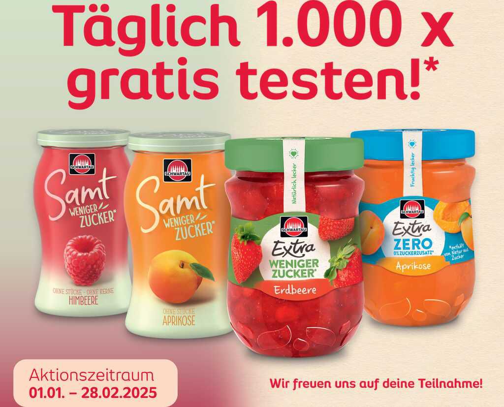 Schwartau weniger Zucker/Zero gratis testen