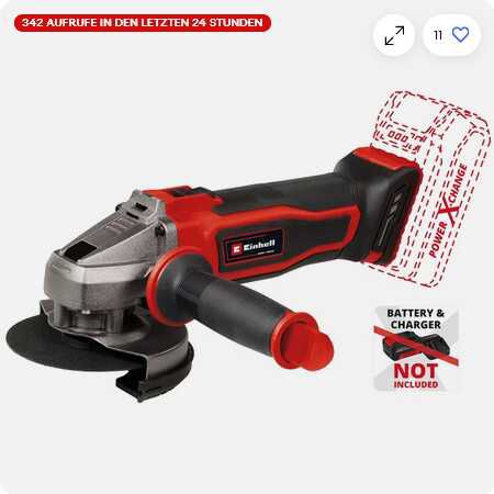 Einhell Power X Change Akku Winkelschleifer TE AG 18/115 2 Li Solo 45,99€ statt  52,99€