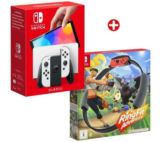 Nintendo Switch OLED Konsole + Ring Fit Adventure  309,99€ statt  353,68€