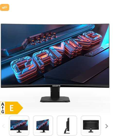 Gigabyte GS27FC 27FHD Gaming Monitor Curved  103,89€ statt  117,70€