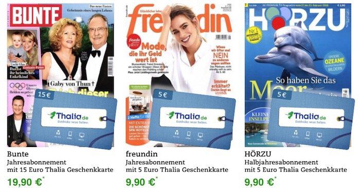 Knaller! Zeitschriften Abos Mit Thalia Gutscheinprämien - Z.B. 1 Jahr ...