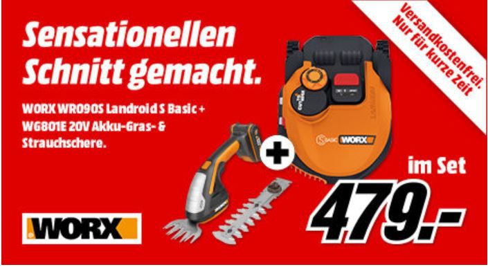 WORX WR090S Landroid S Basic Mähroboter + WORX WG801E 20V ...