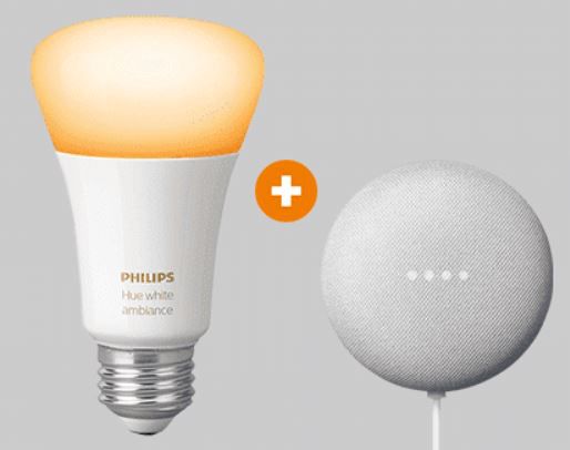 Google Nest mini + Hue E27 White LED Lampe für 59€ (statt 73€)