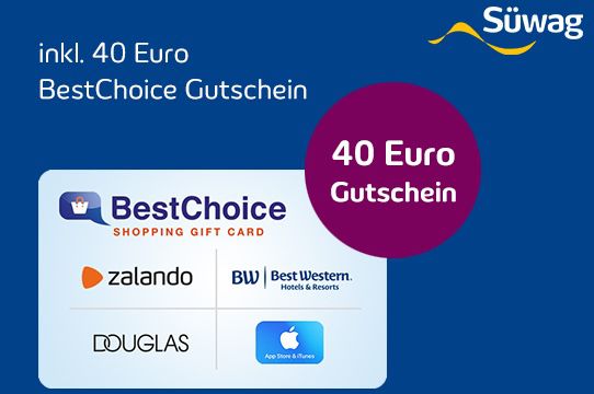 Süwag Naturstrom Relax Tarif inkl. Prämie: 40€ BestChoice Gutschein