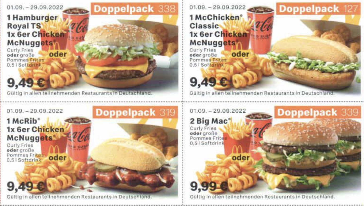 McDonalds Gutscheine November 2022 auch als PDF zum ausdrucken