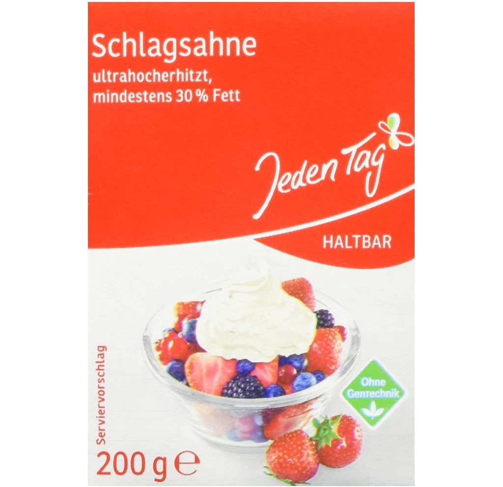 Jeden Tag H-Schlagsahne 30%, 200 g für 0,65€ (statt 1€) - Prime