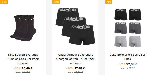 Geomix: Unterwäsche Und Socken Sale - Z.B. Jako 12 Shorts + 12x Socken ...