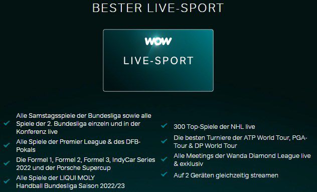 12 Monate WOW Live-Sport Ticket (Bundesliga Uvm.) Für 19,99€ Mtl ...