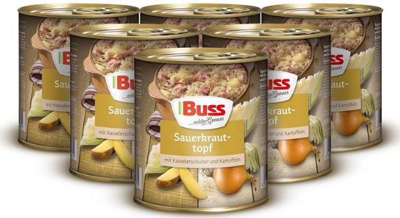 6er Pack Buss Sauerkrauttopf mit Kasseler &amp; Kartoffeln, 800g für 17,94 ...