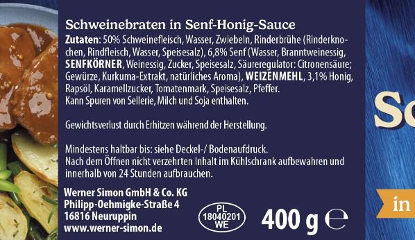 Simon Schweinebraten in würziger Honig-Senf-Sauce, 400g ab 4€ (statt 5€)