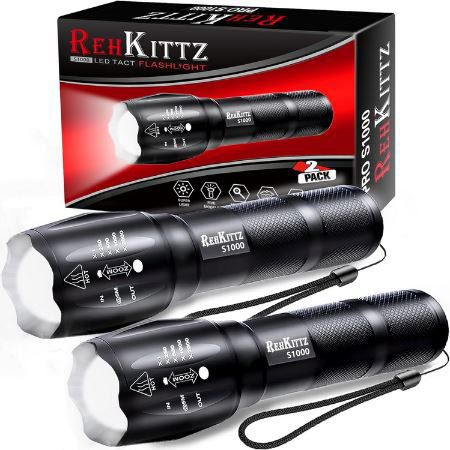 2er Pack Rehkittz S1000 LED Taschenlampe mit 2.000 Lumen für 6,99 ...